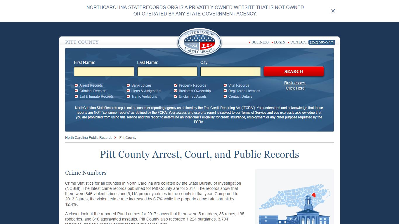 Pitt County Arrest, Court, and Public Records